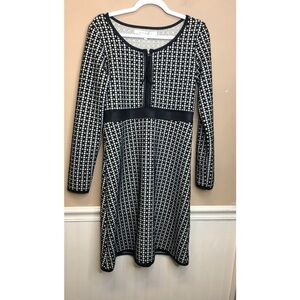 Max Studio Black Cream Knit Dress Size M NWT